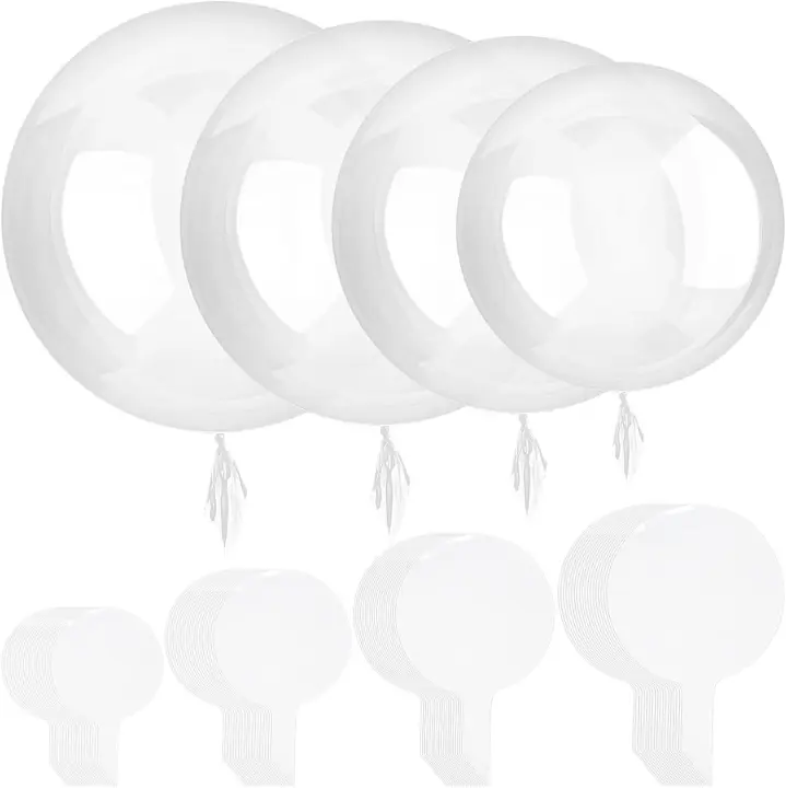 20PC Ballons Anniversaire,Ballons De Baudruche Hélium,Ballons Ronds En Plastique,Bobo Balloons,Transparents À Bulles Ballons,Pour Décoration De Fête D Anniversaire De Mariage Noël,Kiuiom - 1