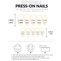 24pcs Uñas Postizas De Alerón Algodón En Gradiente Blanco Con Archivo De Uñas Y Pegamento Kit De 1pc Para Unidades - details 2