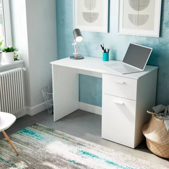 Mesa de escritorio Just 1 cajón+1 puerta blanco artik 73x108x50 cm - 1