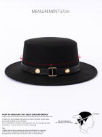 Sombrero Fedora Estilo Hepburn Para Mujer Versátil Retro Británico De Lana Jazz Top Flat Con Hebilla De Cinturón Para Otoño E Invierno - details 3
