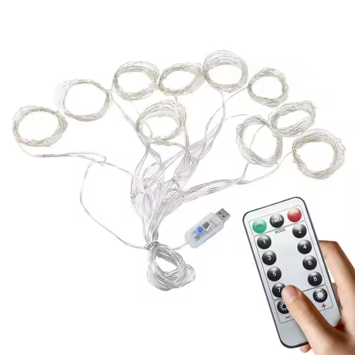 Cortina De LED 3x3m 300 Luces De Cadena USB Luz De Hadas Control Remoto Icicle Wire De Cobre Para Navidad Boda Jardín Ventana Exterior - 1