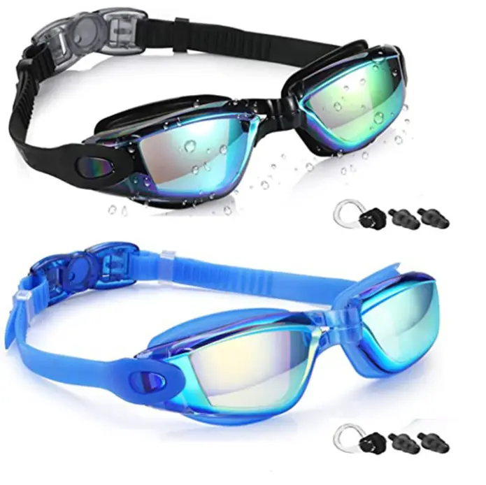 2 Gafas de Natation para adultos, helbres, Mujeres, adolescentes y niños mayores de 8 años, Protección antivaho y UV - 1