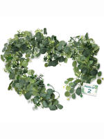 Guirnalda De Hojas De Eucalipto Artificiales Verdes Con Flores Y Bayas Blancas 1pc Decoración Para Bodas Y Fiestas En Casa - details 3