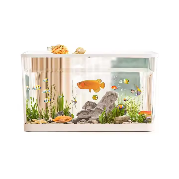 HUA PET Mini Acuario Transparente Resistente Al Desplome Para Plantas Hidroponicas Con Tapa Ecologico Para Escritorio Hogar Tanque Lento Para Tortugas - 1