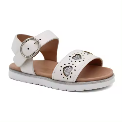 Sandalias blancas niña BUBBLE KIDS C1303 con hebilla. - 1