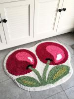 Alfombra de fieltro suave y cómoda con diseño de cerezas - 50x62cm (19,7x24,4 pulgadas) - Lavable a máquina, antideslizante, impermeable y duradera - Perfecta para el hogar, la cocina, el baño o la entrada - details 5