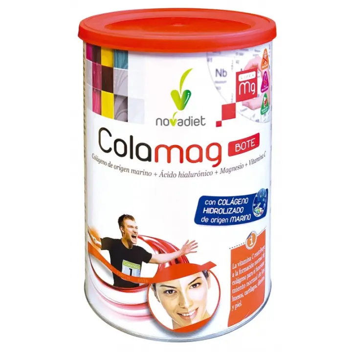 Novadiet Colamag Bote 300g Colágeno Origen Marino - Complemento alimenticio a base de Colágeno, Ácido hialurónico, Magnesio y Vitamina C, con edulcorante. - 1