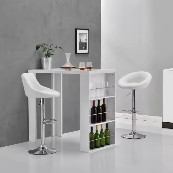 Mesa de bar Bonn aglomerado con 3 estantes 117x57x107 cm - Blanca [en.casa] - 1