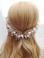 Diadema De Boda Romántica Con Flores Y Perlas Artificiales Adorno Para Cumpleaños Y Fiestas De Princesa Hecho De Metal - details 0