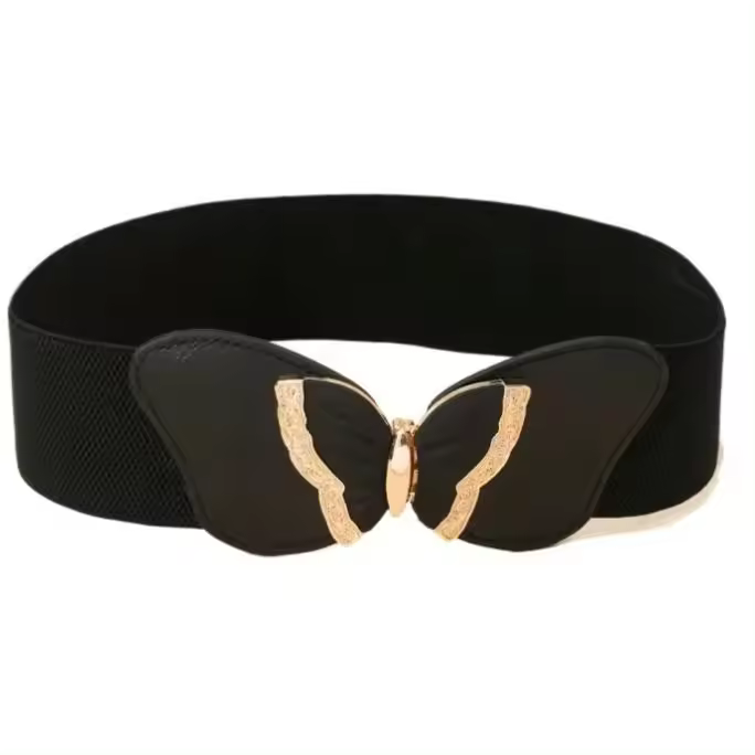 Cinturón de moda para Mujer, Negro, ancho, con elástico decorativo y metal Resistant, adaptado para adultos. - 1