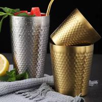 Taza De Cerveza De Acero Inoxidable Con Textura Hamaca Doble Capa Para Bebidas Frías Y Agua Anti-caída Estilo Industrial - details 2