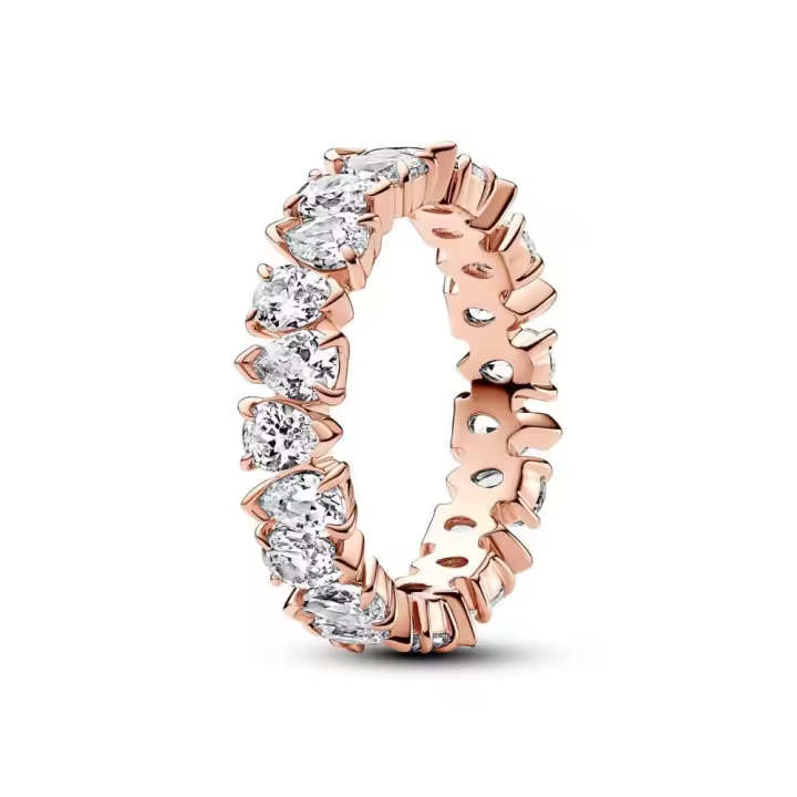 183021C01 - Anillo con un recubrimiento en oro rosa de 14k Banda Brillante Alterna​ 183021C01 PANDORA Plata  Anillo Pandora original - 1