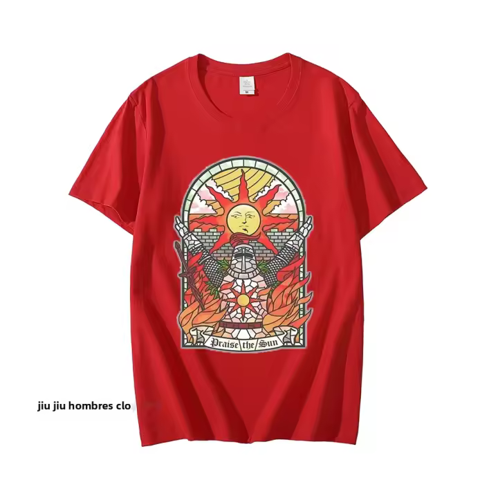 Camiseta De Algodón Para Hombre Dark Souls Church of the Sun T-shirt De Verano Casual Transpirable Y De Secado Rápido - 1