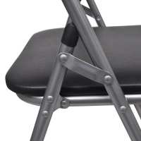 vidaXL Sillas de comedor plegables 2 uds cuero sintético y acero negro - details 5