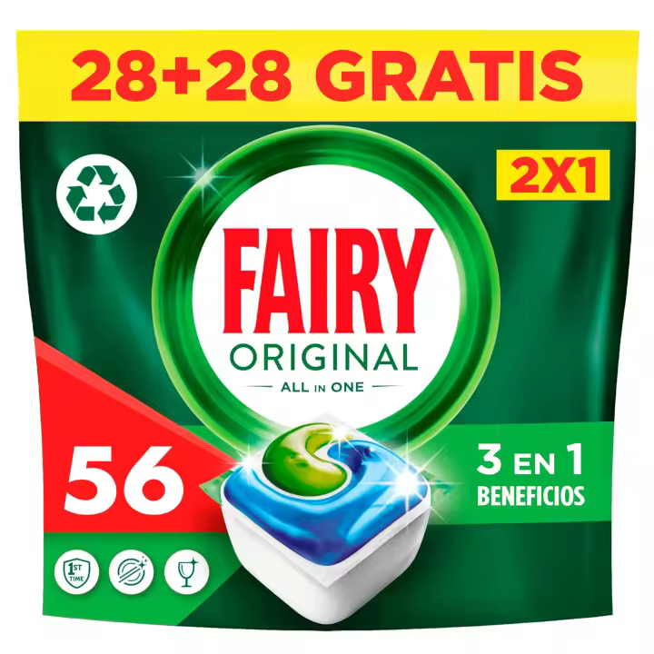 FAIRY TODO EN 1 ORIGINAL lavavajillas 56 cápsulas - 1