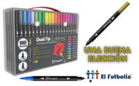 Rotuladores de Lettering |100 Colores  Profesionales | Doble Punta Pincel | Base de Agua | Maletin de Rotuladores de Arte  Lettering | Mandalas | Bullet Journal | Marcadores   Marca EL FUTBOLIN - details 0