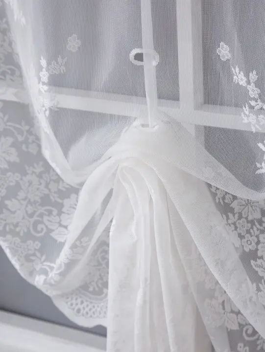 Cortina De Lace Pequeña Flor Coreana Para Cocina Y Dormitorio Estilo Romántico Francés Sin Palo Partición De Tela Para Puerta Translúcida Con Diseño De Flor - 1