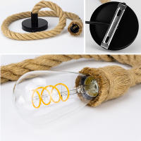 Lámpara Colgante Vintage Edison E27 De Cuerda De Lino Retro Estilo Industrial Para Decoración De Loft Y Hogar Fuente De Luz Halógena - details 3