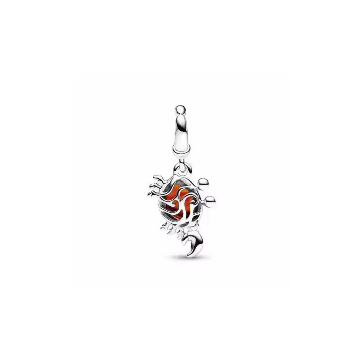 PANDORA Charm Colgante Disney Sebastián el Cangrejo Plata Ley Cristal Naranja - 1