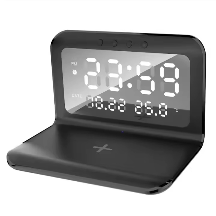 Base De Carga Inalámbrica Con Alarma Y Termómetro Para iPhone 15 14 13 12 11 X Samsung Xiaomi Estación De Carga Rápida - 1