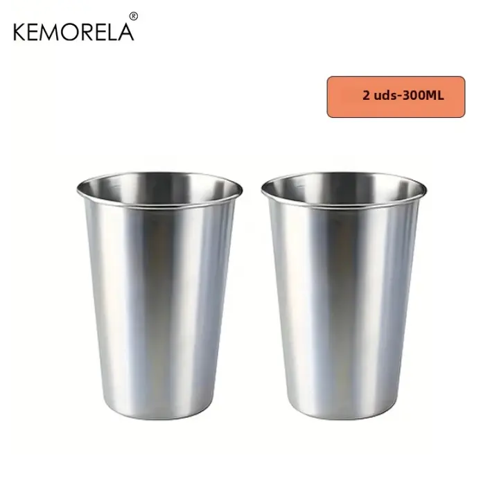 KEMORELA 2/4PCS Copas De Acero Inoxidable 300/400ML Tumbler De Acero Inoxidable Copas De Camping Copas De Bebida Plegables Metálicas - 1
