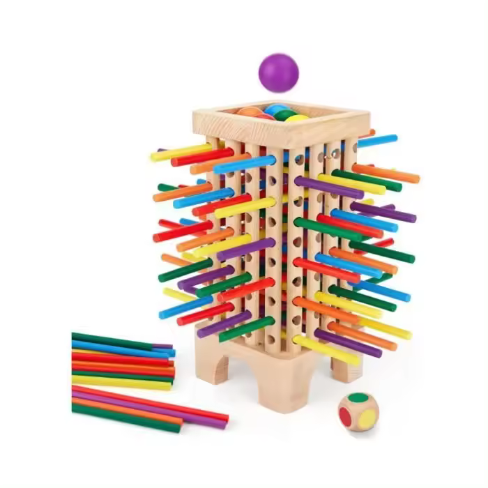 Juego de Mesa de Madera, 42 Dados de Madera de Colores, juguetes Educativos de Matemáticas para niños de 3, 4, 5 y 6 años, juego de motricidad FINA. - 1
