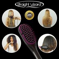 Cepillo Alisador de pelo Straight Wizard, Temperatura ajustable, Cerdas de cerámica, Pelo Rizado Fuerte y Débil, Resultados Profesionales, Tecnología Avanzada, Cabello Brillante, Sin Frizz, Portátil - Industex - details 0