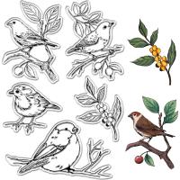 Estampillas De Silicona Transparentes Retro Con Pájaros En Ramas Para Álbum De Fotos Y Cuadernos De Diario 1 Hoja - details 0