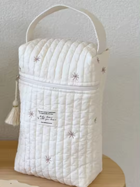 Bolso De Pañales Reutilizable Para Mamá Con Bordado Organizador De Bolsa Para Bebé Recién Nacido Caddy Para Botellas Y Artículos Maternales - 1