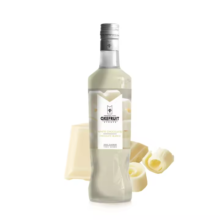SIROPE DE CHOCOLATE BLANCO Oxefruit Professional Mixers. Producido a partir de concentrado de chocolate blanco, con auténtico sabor, creado para la elaboración de cócteles y bebidas no alcohólicas como mocktails, batidos y también para repostería. - 1