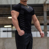 Camiseta De Gimnasio Para Hombres Alta Elasticidad Fitness Rápido Secado Manga Corta Deportes T-Shirt Apretada Para Correr - details 3