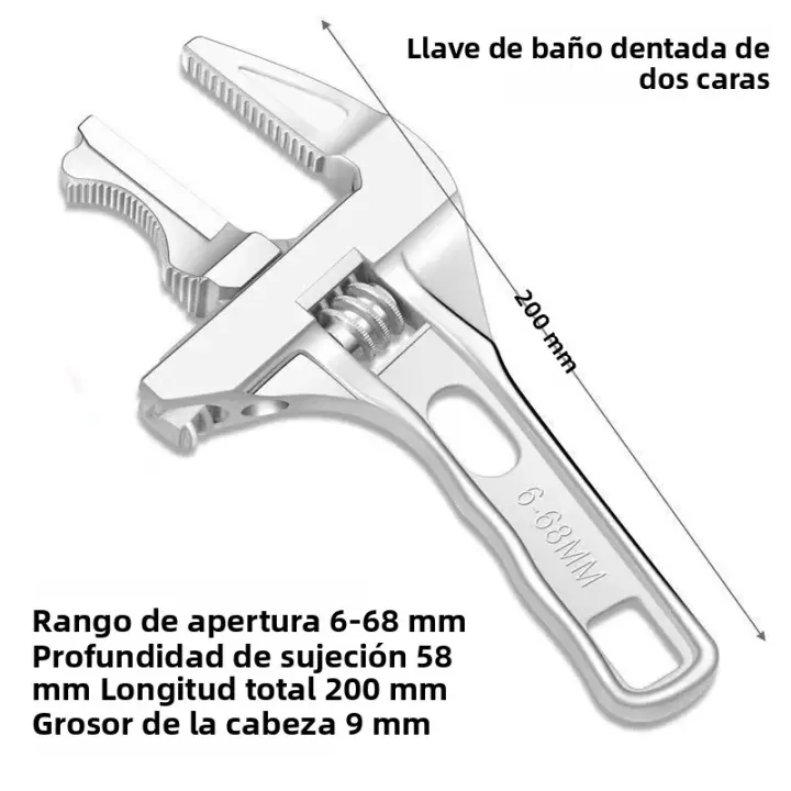 Llave De Mano Corta De Aleación De Aluminio Con Abertura Grande Multifuncional Para Baño Y Calentadores De Agua - 1