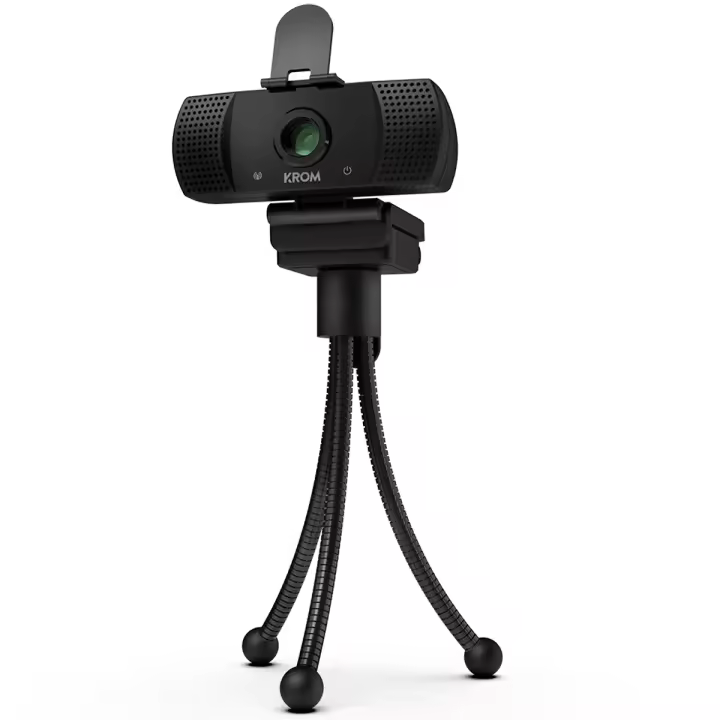 KROM KAM -Diseñada para Gaming, Webcam 1080p, 30fps, Micrófono Incorporado, Tripode Incluido, USB, Negro - 1
