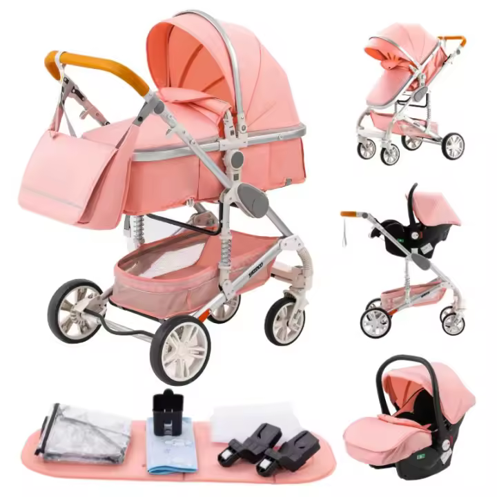 YAZOCO - Cochecito de bebé fácil de doblar, asiento de seguridad, accesorios multifuncionales portátiles, artículos de viaje, estándares europeos, entrega gratuita, gran comodidad en 3 en 1 estrella - 1