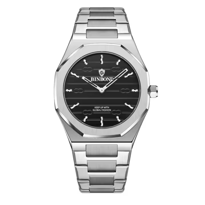 Reloj De Lujo Para Hombre Con Diamantes Y Luz Nocturna Calendario Doble Cuarzo Movimiento 41mm Azul Oro Acero Inoxidable Reloj De Moda Negocios Resistente Al Agua - 1