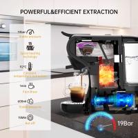 HiBREW Cafetera de cápsulas H1A, cafetera multicápsulas 4 en 1, compatible con cápsulas DG/Nes/ESE/café molido, Parada automática, Modos de café caliente y frío, Espresso perfecto, Negra - details 1