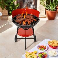 Barbacoa de Carbón con Ruedas. Ideal para Barbacoas al Aire Libre. Parrilla de Cocción Cromada, Barbacoa Portatil con Mango de Transporte, Estante de Almacenamiento y Brocheta de Metal con Mango. Para el Hogar, Hostelería, Picnic, Viajes - details 1