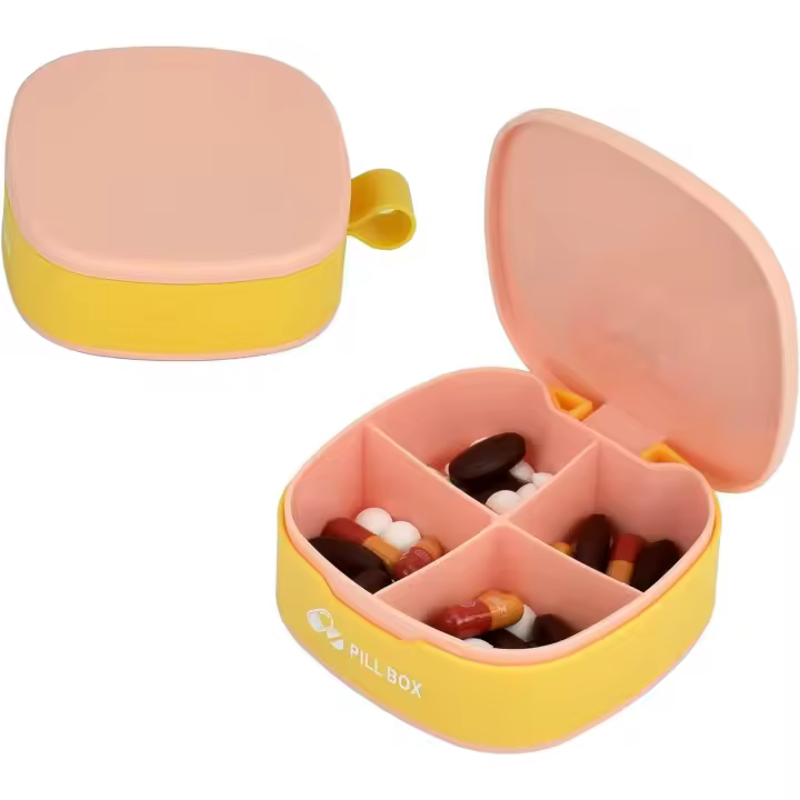 Pastillero pequeño, pastillero de viaje, mini pastillero, pastillero portátil de uso diario, pastillero de viaje de un día para vitaminas y múltiples medicamentos (rosa) - 1