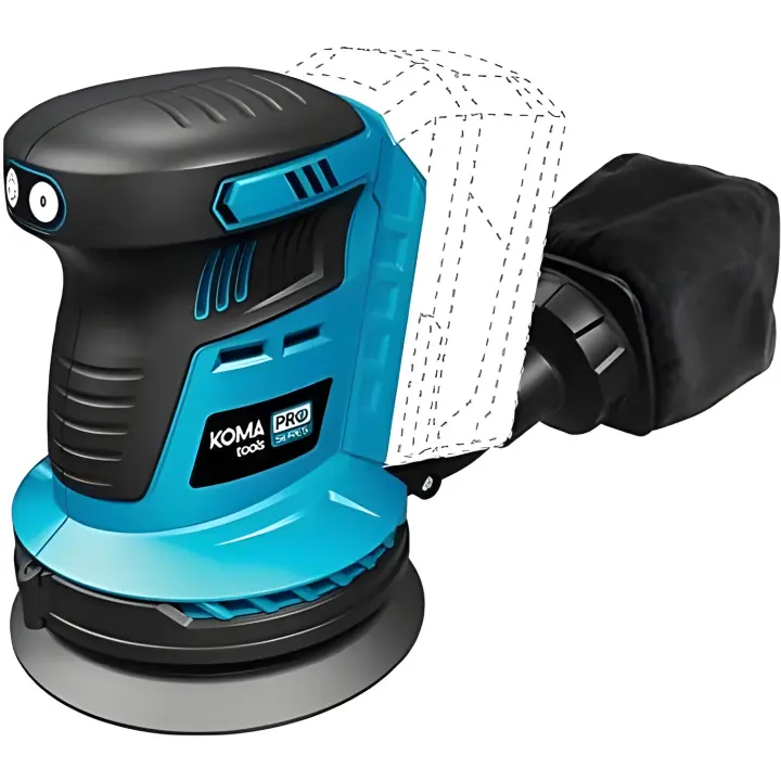 Lijadora excentrica 20v brushless (sin bateria y cargador) 13x30x15cm koma tools pro series battery - 1