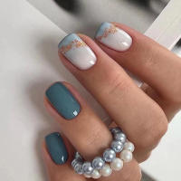 Uñas Postizas De Estilo Pastoral Cortas 24 Piezas Con 1 Pieza De Pegamento De Gel Y 1 Linterna De Uñas En Acrylic - details 0