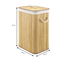LUTODY - Cesta cesto de Ropa Sucia con Tapa y Asa Ergonómica de Cuerda - Cesta Colada de Bambú Lavable y Extraíble - Capacidad de 72 L para Tendedero, Terraza y Dormitorio - details 6