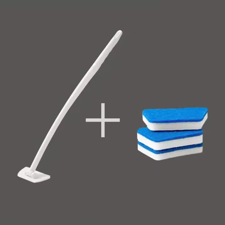 Cepillo De Limpieza Para Baño Con Mango Largo Multifunción Reemplazable Cepillo De Esponja Para Cerámica Del Baño Y Piso Material PP Y Esponja - 1