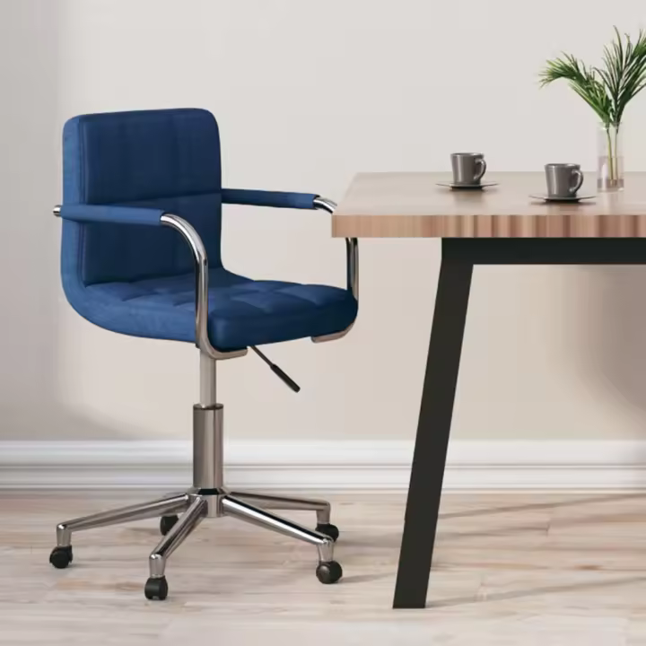 vidaXL Silla de oficina giratoria de tela azul - 1