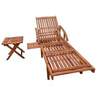 vidaXL Tumbona ajustable con mesita madera maciza de acacia Modelos de 1 tumbona, Tumbona con mesa, 2 tumbonas con mesa Sillas de Exterior Ideal para jardín, playa, piscina, terraza Tumbona Piscina Tumbonas Playa Tumbonas Jardín Exterior - details 0