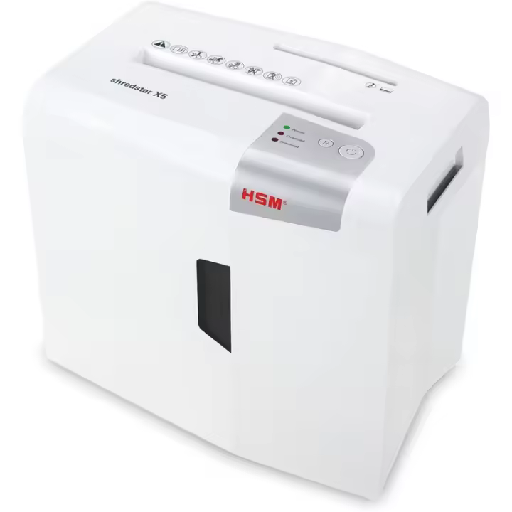 HSM X5 triturador de papel Corte en partículas 58 dB 22 cm Plata, Blanco - 1