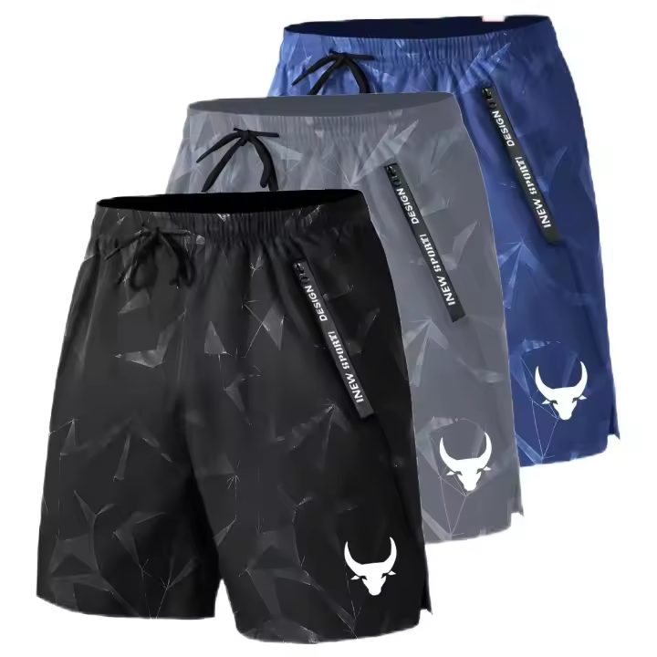Tendencia Deportiva Para Hombres 3 Piezas De Shorts Transpirables Y Cómodos Para Entrenamiento Running - 1