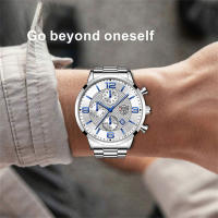 Reloj De Negocios De Lujo Para Hombre Reloj De Pulsera Cuarzo Con Línea De Tiempo Calendario Y Manos Luminosas Material De Correa De Cuero - details 13