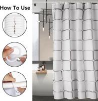 Cortina de Ducha Antimoho, 180X200cm Cortinas de Baño de Tela with 12 Ganchos, Impermeable, Lavable Cortina Baño, Antibacterian Secado, para Baño, Baño - details 4