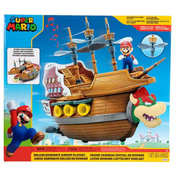 Playset Deluxe Aeronave Bowser Super Mario NintendoFigura  Coleccionable - Idea de Regalo- Mercancia Oficial - Juguetes para Niños y Adultos - Movies Fans - Muñeco para Coleccionistas y Exposición - 1
