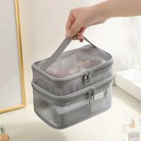 Bolsa De Maquillaje Grande Para Viajes Resistente Al Agua Estuche De Almacenamiento Para Mujer Con Cierre De Cremallera Estilo Casual - details 12